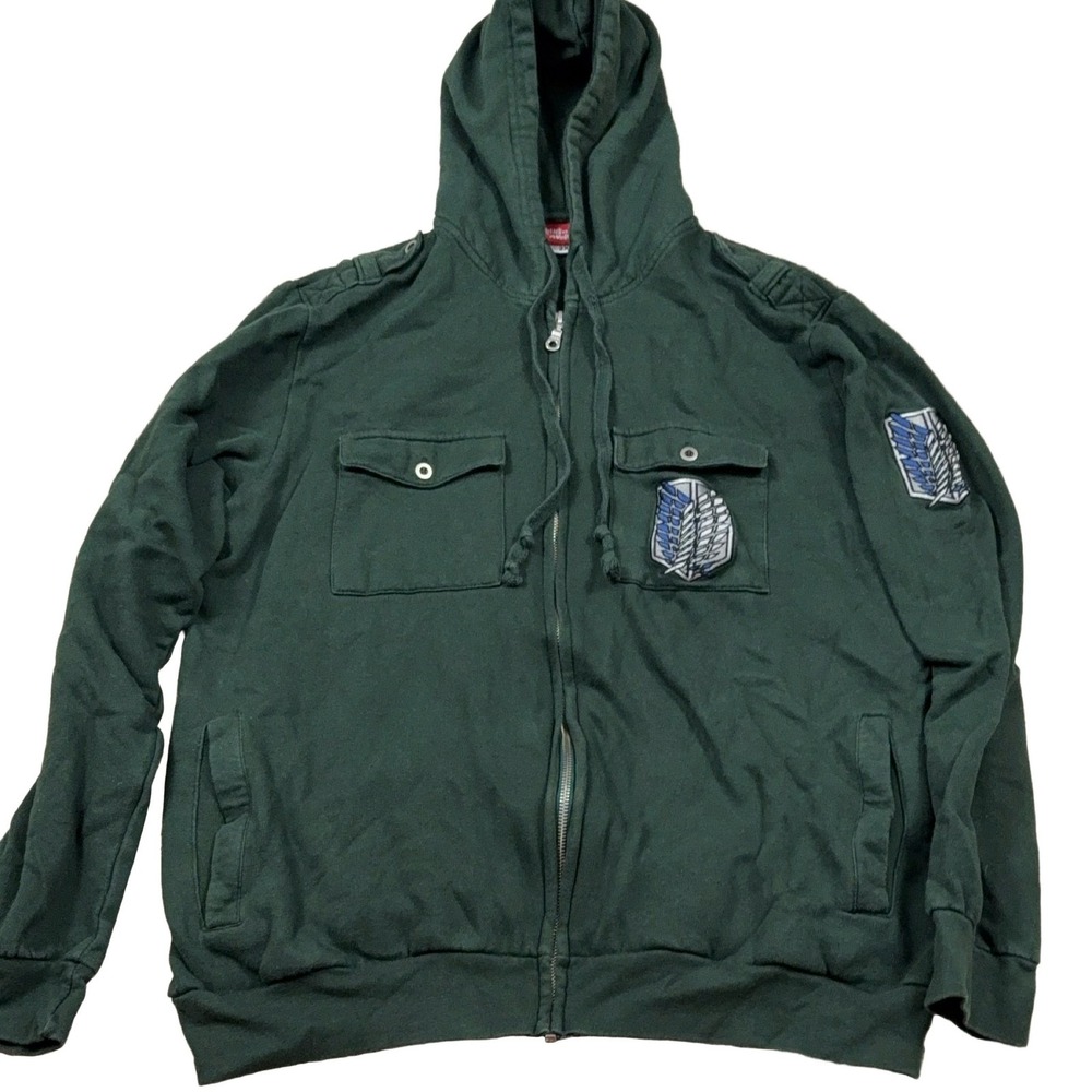 Attack on Titan Survey Corps Wings of Freedom Full Zip Hoodie Men's 2X